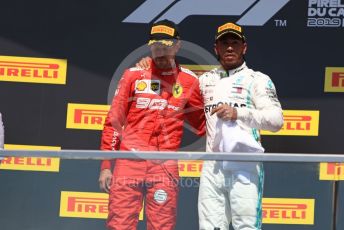 World © Octane Photographic Ltd. Formula 1 – Canadian GP. Podium. Mercedes AMG Petronas Motorsport AMG F1 W10 EQ Power+ - Lewis Hamilton and Scuderia Ferrari SF90 – Sebastian Vettel. Circuit de Gilles Villeneuve, Montreal, Canada. Sunday 9th June 2019.