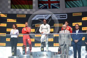 World © Octane Photographic Ltd. Formula 1 – Canadian GP. Podium. Mercedes AMG Petronas Motorsport AMG F1 W10 EQ Power+ - Lewis Hamilton and Scuderia Ferrari SF90 – Sebastian Vettel and Charles Leclerc. Circuit de Gilles Villeneuve, Montreal, Canada. Sunday 9th June 2019.
