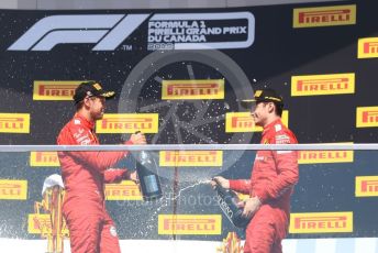 World © Octane Photographic Ltd. Formula 1 – Canadian GP. Podium. Scuderia Ferrari SF90 – Sebastian Vettel and Charles Leclerc. Circuit de Gilles Villeneuve, Montreal, Canada. Sunday 9th June 2019.