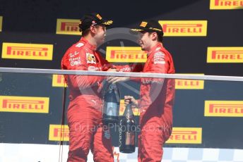 World © Octane Photographic Ltd. Formula 1 – Canadian GP. Podium. Scuderia Ferrari SF90 – Sebastian Vettel and Charles Leclerc. Circuit de Gilles Villeneuve, Montreal, Canada. Sunday 9th June 2019.