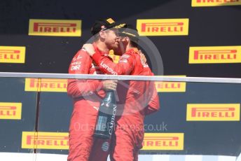 World © Octane Photographic Ltd. Formula 1 – Canadian GP. Podium. Scuderia Ferrari SF90 – Sebastian Vettel and Charles Leclerc. Circuit de Gilles Villeneuve, Montreal, Canada. Sunday 9th June 2019.