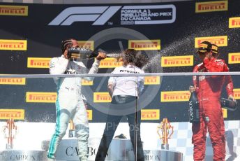 World © Octane Photographic Ltd. Formula 1 – Canadian GP. Podium. Mercedes AMG Petronas Motorsport AMG F1 W10 EQ Power+ - Lewis Hamilton and Scuderia Ferrari SF90 – Sebastian Vettel. Circuit de Gilles Villeneuve, Montreal, Canada. Sunday 9th June 2019.