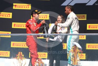World © Octane Photographic Ltd. Formula 1 – Canadian GP. Podium. Mercedes AMG Petronas Motorsport AMG F1 W10 EQ Power+ - Lewis Hamilton and Scuderia Ferrari SF90 – Sebastian Vettel. Circuit de Gilles Villeneuve, Montreal, Canada. Sunday 9th June 2019.