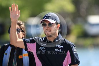 World © Octane Photographic Ltd. Formula 1 – Canadian GP. Paddock. SportPesa Racing Point RP19 - Sergio Perez. Circuit de Gilles Villeneuve, Montreal, Canada. Thursday 6th June 2019.