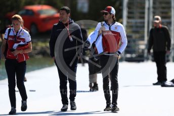 World © Octane Photographic Ltd. Formula 1 – Canadian GP. Paddock. Alfa Romeo Racing C38 – Antonio Giovinazzi. Circuit de Gilles Villeneuve, Montreal, Canada. Thursday 6th June 2019.