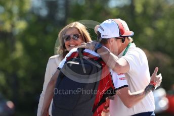 World © Octane Photographic Ltd. Formula 1 – Canadian GP. Paddock. Alfa Romeo Racing C38 – Kimi Raikkonen and Stefania Bocchi. Circuit de Gilles Villeneuve, Montreal, Canada. Saturday 8th June 2019.
