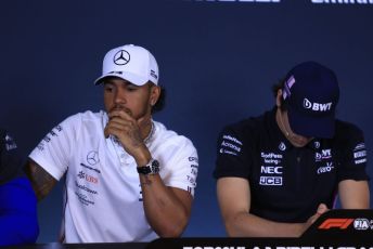 World © Octane Photographic Ltd. Formula 1 – Canadian GP. FIA Drivers Press Conference. Mercedes AMG Petronas Motorsport AMG F1 W10 EQ Power+ - Lewis Hamilton and SportPesa Racing Point RP19 – Lance Stroll. Circuit de Gilles Villeneuve, Montreal, Canada. Thursday 6th June 2019.