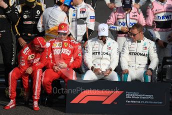 World © Octane Photographic Ltd. Formula 1 – Abu Dhabi GP - Class of 2018. Scuderia Ferrari SF71-H – Kimi Raikkonen and Sebastian Vettel, Mercedes AMG Petronas Motorsport AMG F1 W09 EQ Power+ - Lewis Hamilton and Valtteri Bottas. Yas Marina Circuit, Abu Dhabi. Sunday 25th November 2018.