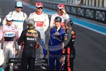 World © Octane Photographic Ltd. Formula 1 – Abu Dhabi GP - Class of 2018. Alfa Romeo Sauber F1 Team C37 – Marcus Ericsson, Charles Leclerc, Scuderia Toro Rosso STR13 – Brendon Hartley and Aston Martin Red Bull Racing TAG Heuer RB14 – Daniel Ricciardo. Yas Marina Circuit, Abu Dhabi. Sunday 25th November 2018.