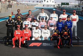 World © Octane Photographic Ltd. Formula 1 – Abu Dhabi GP - Class of 2018. Scuderia Ferrari SF71-H – Kimi Raikkonen and Sebastian Vettel, Mercedes AMG Petronas Motorsport AMG F1 W09 EQ Power+ - Lewis Hamilton and Valtteri Bottas, Aston Martin Red Bull Racing TAG Heuer RB14 – Daniel Ricciardo and Max Verstappen,. Williams Martini Racing FW41 – Sergey Sirotkin, Lance Stroll, McLaren MCL33 – Stoffel Vandoorne, Fernando Alonso, Renault Sport F1 Team RS18 – Carlos Sainz and Nico Hulkenberg, Racing Point Force India VJM11 - Sergio Perez and Esteban Ocon. Haas F1 Team VF-18 – Romain Grosjean, Kevin Magnussen, Alfa Romeo Sauber F1 Team C37 – Marcus Ericsson, Charles Leclerc, Scuderia Toro Rosso STR13 – Pierre Gasly and Brendon Hartley. Yas Marina Circuit, Abu Dhabi. Sunday 25th November 2018.