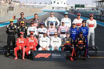 World © Octane Photographic Ltd. Formula 1 – Abu Dhabi GP - Class of 2018. Scuderia Ferrari SF71-H – Kimi Raikkonen and Sebastian Vettel, Mercedes AMG Petronas Motorsport AMG F1 W09 EQ Power+ - Lewis Hamilton and Valtteri Bottas, Aston Martin Red Bull Racing TAG Heuer RB14 – Daniel Ricciardo and Max Verstappen,. Williams Martini Racing FW41 – Sergey Sirotkin, Lance Stroll, McLaren MCL33 – Stoffel Vandoorne, Fernando Alonso, Renault Sport F1 Team RS18 – Carlos Sainz and Nico Hulkenberg, Racing Point Force India VJM11 - Sergio Perez and Esteban Ocon. Haas F1 Team VF-18 – Romain Grosjean, Kevin Magnussen, Alfa Romeo Sauber F1 Team C37 – Marcus Ericsson, Charles Leclerc, Scuderia Toro Rosso STR13 – Pierre Gasly and Brendon Hartley. Yas Marina Circuit, Abu Dhabi. Sunday 25th November 2018.