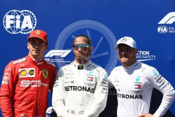 World © Octane Photographic Ltd. Formula 1 – French GP. Qualifying.Mercedes AMG Petronas Motorsport AMG F1 W10 EQ Power+ - Lewis Hamilton, Valtteri Bottas and Scuderia Ferrari SF90 – Charles Leclerc. Paul Ricard Circuit, La Castellet, France. Saturday 22nd June 2019.