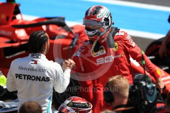 World © Octane Photographic Ltd. Formula 1 – French GP. Qualifying. Mercedes AMG Petronas Motorsport AMG F1 W10 EQ Power+ - Lewis Hamilton and Scuderia Ferrari SF90 – Charles Leclerc. Paul Ricard Circuit, La Castellet, France. Saturday 22nd June 2019.