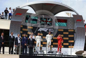 World © Octane Photographic Ltd. Formula 1 – French GP. Podium. Mercedes AMG Petronas Motorsport AMG F1 W10 EQ Power+ - Lewis Hamilton,  Valtteri Bottas and Scuderia Ferrari SF90 – Charles Leclerc. Paul Ricard Circuit, La Castellet, France. Sunday 23rd June 2019.