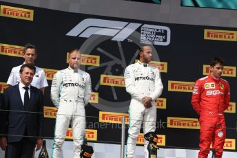 World © Octane Photographic Ltd. Formula 1 – French GP. Podium. Mercedes AMG Petronas Motorsport AMG F1 W10 EQ Power+ - Lewis Hamilton,  Valtteri Bottas and Scuderia Ferrari SF90 – Charles Leclerc. Paul Ricard Circuit, La Castellet, France. Sunday 23rd June 2019.