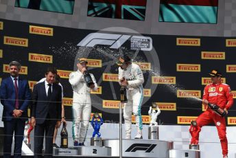 World © Octane Photographic Ltd. Formula 1 – French GP. Podium. Mercedes AMG Petronas Motorsport AMG F1 W10 EQ Power+ - Lewis Hamilton,  Valtteri Bottas and Scuderia Ferrari SF90 – Charles Leclerc. Paul Ricard Circuit, La Castellet, France. Sunday 23rd June 2019.