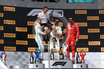 World © Octane Photographic Ltd. Formula 1 – French GP. Podium. Mercedes AMG Petronas Motorsport AMG F1 W10 EQ Power+ - Lewis Hamilton,  Valtteri Bottas and Scuderia Ferrari SF90 – Charles Leclerc. Paul Ricard Circuit, La Castellet, France. Sunday 23rd June 2019.