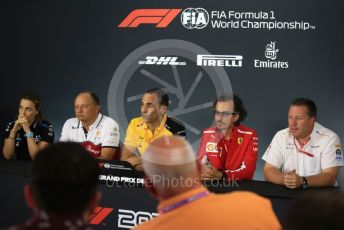 World © Octane Photographic Ltd. Formula 1 - French GP - Friday FIA Team. Frederic Vasseur – Team Principal and CEO of Sauber Motorsport AG, Laurent Mekies – Sporting Director of Scuderia Ferrari, Zak Brown - Executive Director of McLaren Technology Group, Cyril Abiteboul - Managing Director of Renault Sport Racing Formula 1 Team and Claire Williams - Deputy Team Principal of ROKiT Williams Racing. Paul Ricard Circuit, La Castellet, France. Friday 21st June 2019.