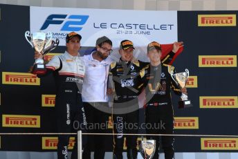 World © Octane Photographic Ltd. FIA Formula 2 (F2) – French GP - Race 2. BWT Arden - Anthoine Hubert, Sauber Junior Team - Juan Manuel Correa and Virtuosi Racing - Guanyu Zhou. Circuit Paul Ricard, La Castellet. Sunday 23rd 2019.