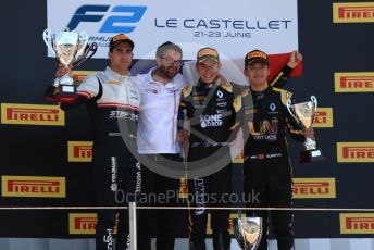 World © Octane Photographic Ltd. FIA Formula 2 (F2) – French GP - Race 2. BWT Arden - Anthoine Hubert, Sauber Junior Team - Juan Manuel Correa and Virtuosi Racing - Guanyu Zhou. Circuit Paul Ricard, La Castellet. Sunday 23rd 2019.