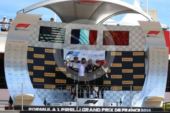 World © Octane Photographic Ltd. FIA Formula 2 (F2) – French GP - Race 2. BWT Arden - Anthoine Hubert, Sauber Junior Team - Juan Manuel Correa and Virtuosi Racing - Guanyu Zhou. Circuit Paul Ricard, La Castellet. Sunday 23rd 2019.