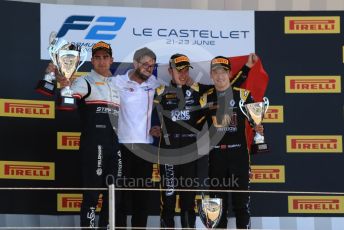 World © Octane Photographic Ltd. FIA Formula 2 (F2) – French GP - Race 2. BWT Arden - Anthoine Hubert, Sauber Junior Team - Juan Manuel Correa and Virtuosi Racing - Guanyu Zhou. Circuit Paul Ricard, La Castellet. Sunday 23rd 2019.