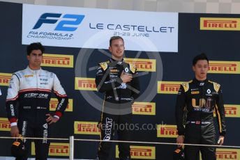 World © Octane Photographic Ltd. FIA Formula 2 (F2) – French GP - Race 2. BWT Arden - Anthoine Hubert, Sauber Junior Team - Juan Manuel Correa and Virtuosi Racing - Guanyu Zhou. Circuit Paul Ricard, La Castellet. Sunday 23rd 2019.