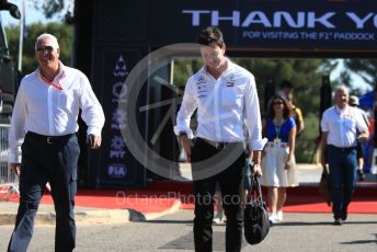 World © Octane Photographic Ltd. Formula 1 - French GP. Paddock. Toto Wolff - Executive Director & Head of Mercedes - Benz Motorsport and Lance Stroll father Lawrence Stroll - investor, part-owner of SportPesa Racing Point. Paul Ricard Circuit, La Castellet, France. Friday 21st June 2019.