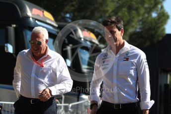 World © Octane Photographic Ltd. Formula 1 - French GP. Paddock. Toto Wolff - Executive Director & Head of Mercedes - Benz Motorsport and Lance Stroll father Lawrence Stroll - investor, part-owner of SportPesa Racing Point. Paul Ricard Circuit, La Castellet, France. Friday 21st June 2019.