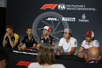 World © Octane Photographic Ltd. Formula 1 – French GP. FIA Drivers Press Conference. Alfa Romeo Racing – Antonio Giovinazzi, McLaren – Carlos Sainz, Rich Energy Haas F1 Team – Romain Grosjean, Aston Martin Red Bull Racing – Pierre Gasly and Renault Sport F1 Team – Nico Hulkenberg. Paul Ricard Circuit, La Castellet, France. Thursday 20th June 2019.