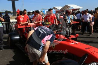 World © Octane Photographic Ltd. Formula 1 – French GP. Pit Lane. SportPesa Racing Point RP19 - Sergio Perez looks at the Ferrari. Paul Ricard Circuit, La Castellet, France. Thursday 20th June 2019.