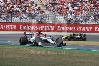 World © Octane Photographic Ltd. Formula 1 – German GP - Qualifying. Alfa Romeo Racing C38 – Antonio Giovinazzi and Renault Sport F1 Team RS19 – Nico Hulkenberg. Hockenheimring, Hockenheim, Germany. Saturday 27th July 2019.