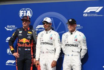 World © Octane Photographic Ltd. Formula 1 – German GP - Qualifying. Mercedes AMG Petronas Motorsport AMG F1 W10 EQ Power+ - Lewis Hamilton and Valtteri Bottas with Aston Martin Red Bull Racing RB15 – Max Verstappen. Hockenheimring, Hockenheim, Germany. Saturday 27th July 2019.