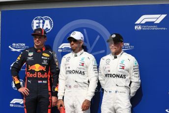 World © Octane Photographic Ltd. Formula 1 – German GP - Qualifying. Mercedes AMG Petronas Motorsport AMG F1 W10 EQ Power+ - Lewis Hamilton and Valtteri Bottas with Aston Martin Red Bull Racing RB15 – Max Verstappen. Hockenheimring, Hockenheim, Germany. Saturday 27th July 2019.