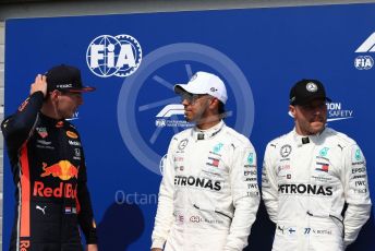 World © Octane Photographic Ltd. Formula 1 – German GP - Qualifying. Mercedes AMG Petronas Motorsport AMG F1 W10 EQ Power+ - Lewis Hamilton and Valtteri Bottas with Aston Martin Red Bull Racing RB15 – Max Verstappen. Hockenheimring, Hockenheim, Germany. Saturday 27th July 2019.