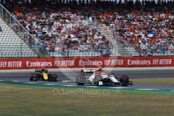 World © Octane Photographic Ltd. Formula 1 – German GP - Qualifying. Alfa Romeo Racing C38 – Antonio Giovinazzi and Renault Sport F1 Team RS19 – Nico Hulkenberg. Hockenheimring, Hockenheim, Germany. Saturday 27th July 2019.