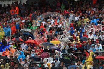 World © Octane Photographic Ltd. Formula 1 – German GP - Grid. The crowds in the main grandstand under umbrellas. Hockenheimring, Hockenheim, Germany. Sunday 28th July 2019.