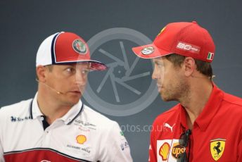 World © Octane Photographic Ltd. Formula 1 – German GP. FIA Drivers Press Conference. Scuderia Ferrari SF90 – Sebastian Vettel and Alfa Romeo Racing – Kimi Raikkonen. Hockenheimring, Hockenheim, Germany. Thursday 25th July 2019.