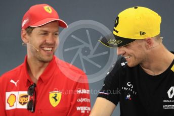 World © Octane Photographic Ltd. Formula 1 – German GP. FIA Drivers Press Conference. Scuderia Ferrari SF90 – Sebastian Vette and Renault Sport F1 Team – Nico Hulkenbergl. Hockenheimring, Hockenheim, Germany. Thursday 25th July 2019.