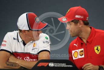 World © Octane Photographic Ltd. Formula 1 – German GP. FIA Drivers Press Conference. Scuderia Ferrari SF90 – Sebastian Vettel and Alfa Romeo Racing – Kimi Raikkonen. Hockenheimring, Hockenheim, Germany. Thursday 25th July 2019.
