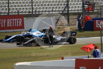 World © Octane Photographic Ltd. Formula 1 – German GP - Practice 1. Rich Energy Haas F1 Team VF19 – Kevin Magnussen and ROKiT Williams Racing FW 42 – George Russell. Hockenheimring, Hockenheim, Germany. Friday 26th July 2019.