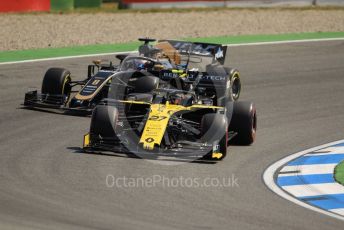 World © Octane Photographic Ltd. Formula 1 – German GP - Practice 1. Renault Sport F1 Team RS19 – Nico Hulkenberg and Rich Energy Haas F1 Team VF19 – Romain Grosjean. Hockenheimring, Hockenheim, Germany. Friday 26th July 2019.