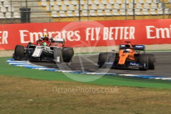 World © Octane Photographic Ltd. Formula 1 – German GP - Practice 1. McLaren MCL34 – Carlos Sainz and Alfa Romeo Racing C38 – Antonio Giovinazzi. Hockenheimring, Hockenheim, Germany. Friday 26th July 2019.