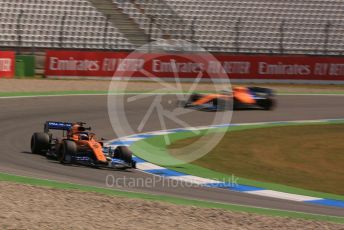 World © Octane Photographic Ltd. Formula 1 – German GP - Practice 1. McLaren MCL34 – Carlos Sainz and Lando Norris. Hockenheimring, Hockenheim, Germany. Friday 26th July 2019.