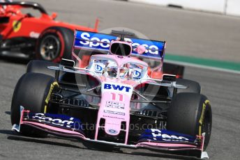 World © Octane Photographic Ltd. Formula 1 – German GP - Practice 1. SportPesa Racing Point RP19 - Sergio Perez and Scuderia Ferrari SF90. Hockenheimring, Hockenheim, Germany. Friday 26th July 2019.