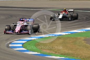 World © Octane Photographic Ltd. Formula 1 – German GP - Practice 2. SportPesa Racing Point RP19 - Sergio Perez and Alfa Romeo Racing C38 – Antonio Giovinazzi. Hockenheimring, Hockenheim, Germany. Friday 26th July 2019.