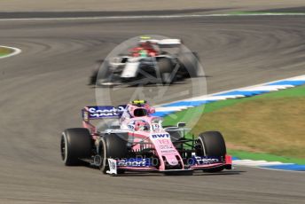 World © Octane Photographic Ltd. Formula 1 – German GP - Practice 2. SportPesa Racing Point RP19 – Lance Stroll and Alfa Romeo Racing C38 – Antonio Giovinazzi. Hockenheimring, Hockenheim, Germany. Friday 26th July 2019.