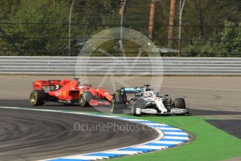 World © Octane Photographic Ltd. Formula 1 – German GP - Practice 2. Mercedes AMG Petronas Motorsport AMG F1 W10 EQ Power+ - Lewis Hamilton and Scuderia Ferrari SF90 – Sebastian Vettel. Hockenheimring, Hockenheim, Germany. Friday 26th July 2019.