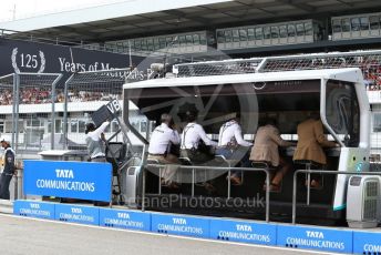 World © Octane Photographic Ltd. Formula 1 – German GP - Practice 3. Mercedes AMG Petronas Motorsport retro uniforms on the pitwall. Hockenheimring, Hockenheim, Germany. Saturday 27th July 2019.