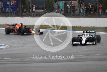 World © Octane Photographic Ltd. Formula 1 – German GP - Race. Mercedes AMG Petronas Motorsport AMG F1 W10 EQ Power+ - Lewis Hamilton and Aston Martin Red Bull Racing RB15 – Max Verstappen. Hockenheimring, Hockenheim, Germany. Sunday 28th July 2019.